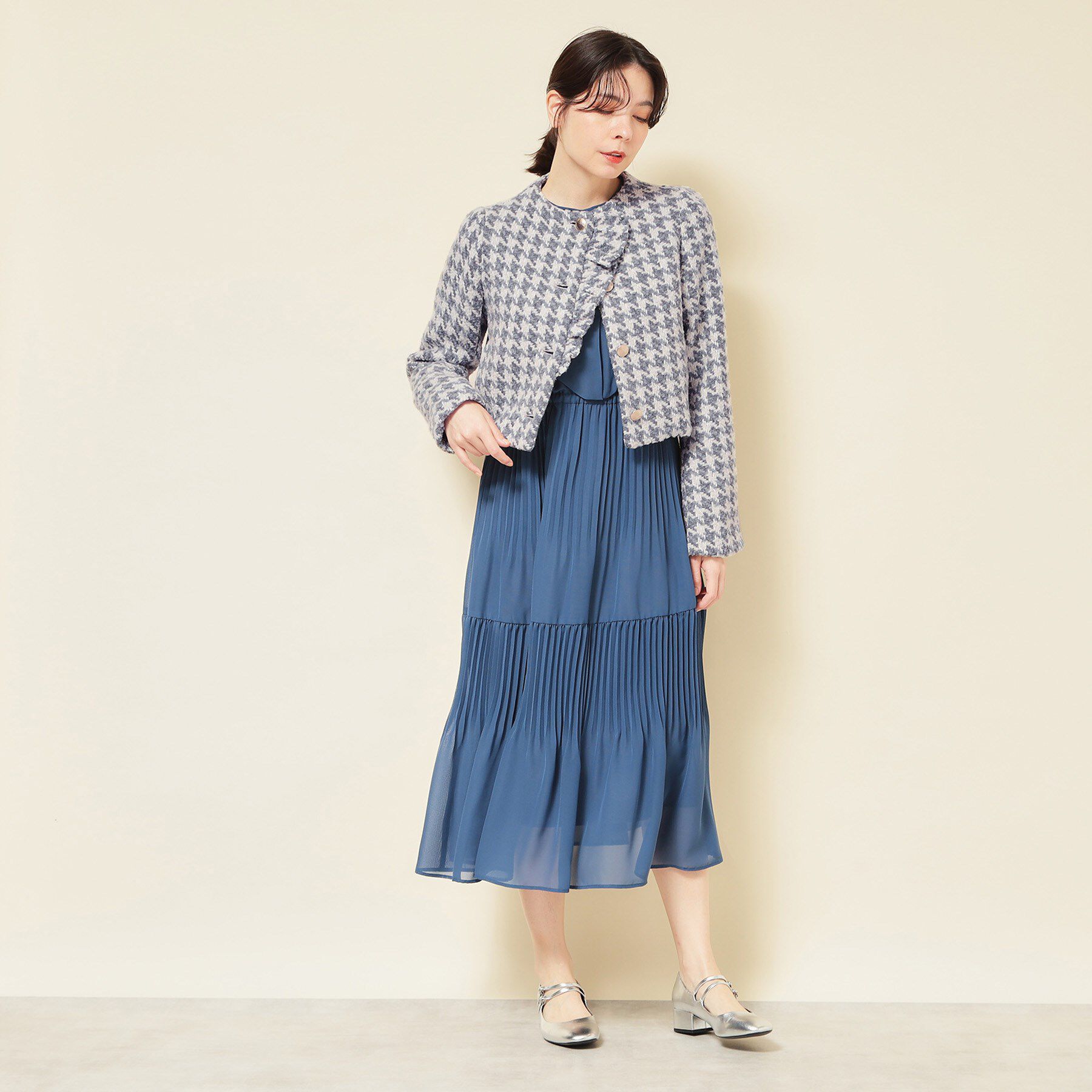 SunaUna「【COLLECTION LINE】ツイードラッフルジャケット」|ノーカラージャケット|