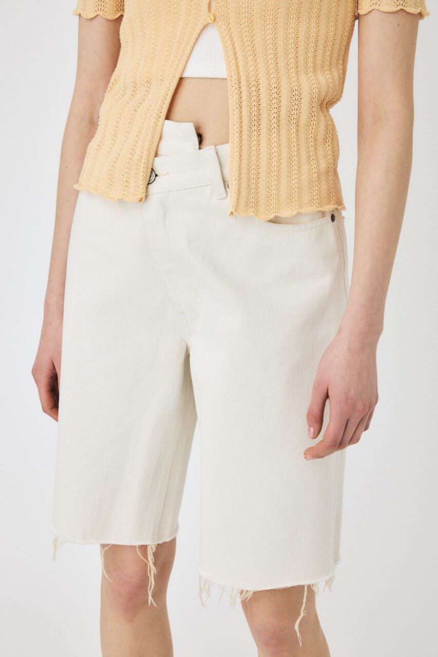 MOUSSY「CROSS WAIST ハーフパンツ」|デニム|