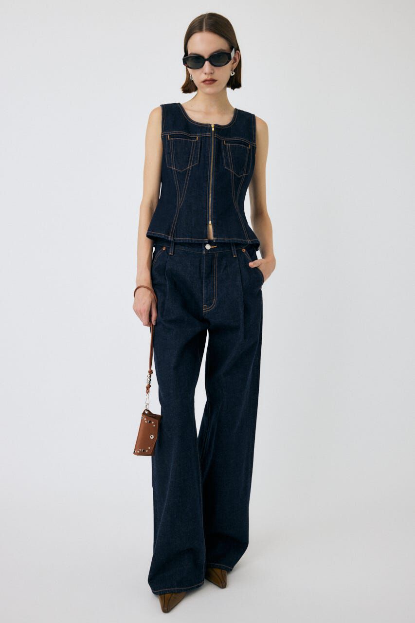 MOUSSY「TUCK WIDE ストレートデニム」|デニム|