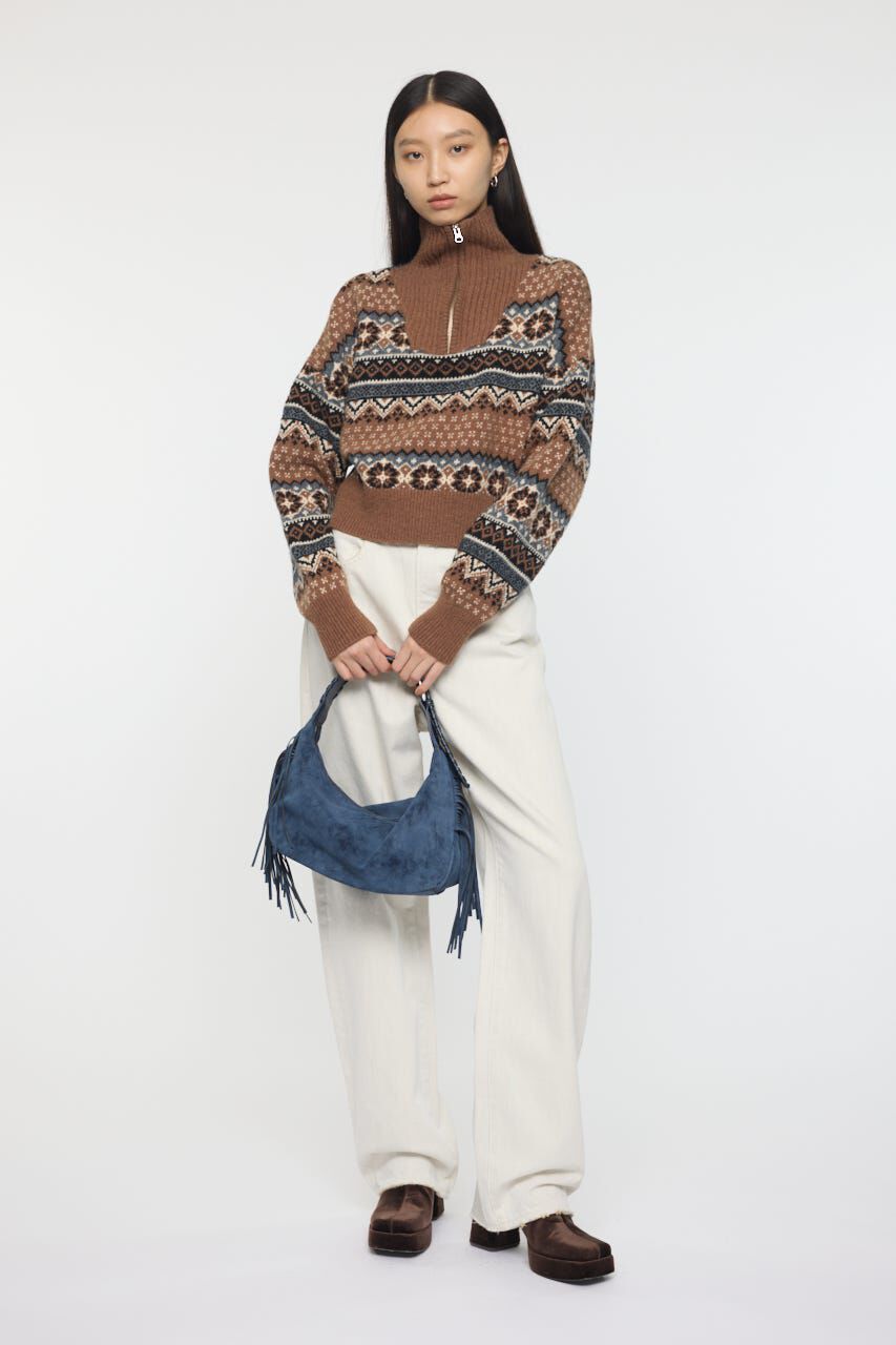 MOUSSY「HALF ZIP FAIR ISLE セーター」|ニット・セーター|