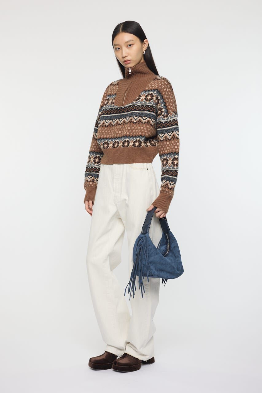 MOUSSY「HALF ZIP FAIR ISLE セーター」|ニット・セーター|