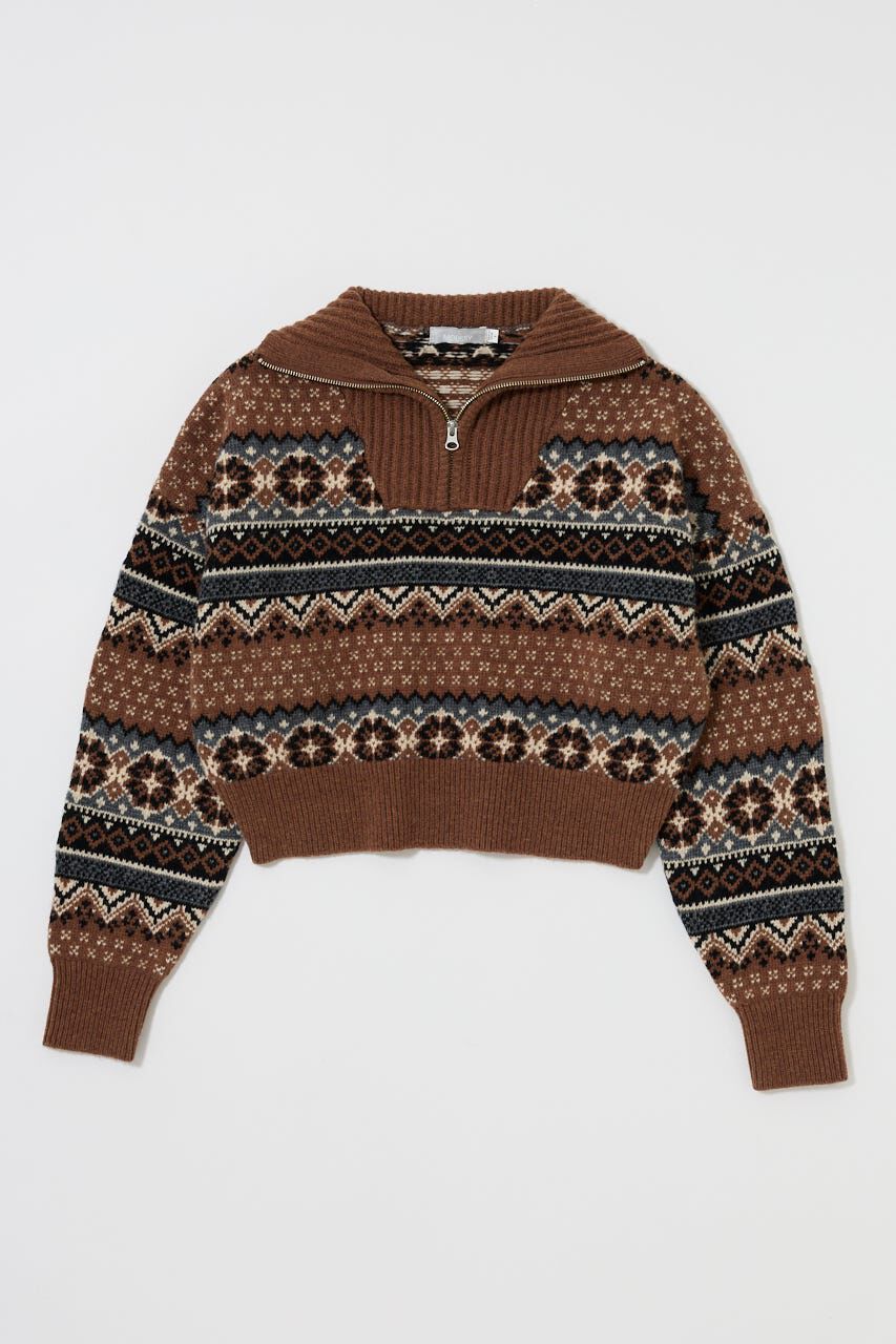 MOUSSY「HALF ZIP FAIR ISLE セーター」|ニット・セーター|