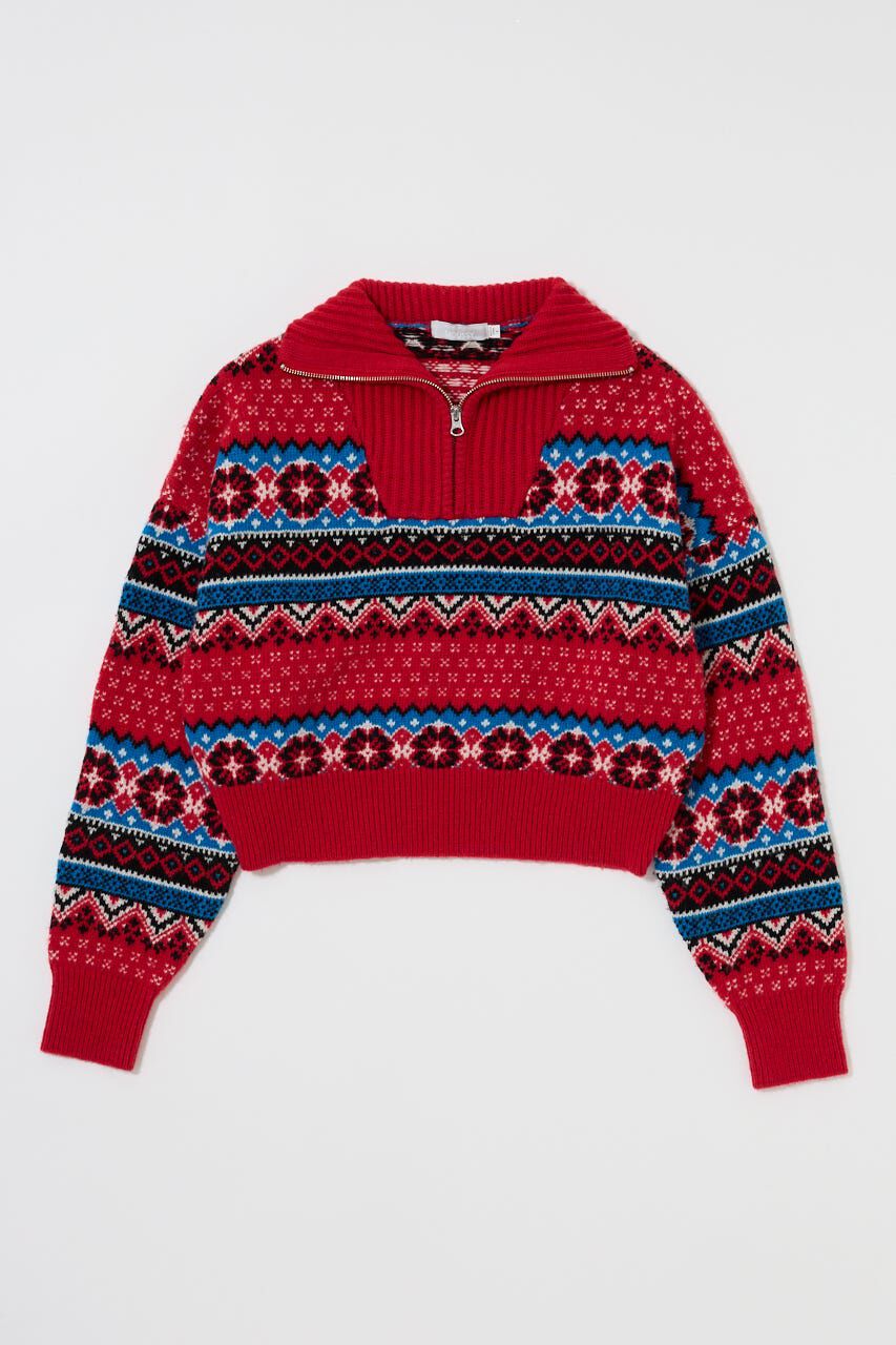 MOUSSY「HALF ZIP FAIR ISLE セーター」|ニット・セーター|