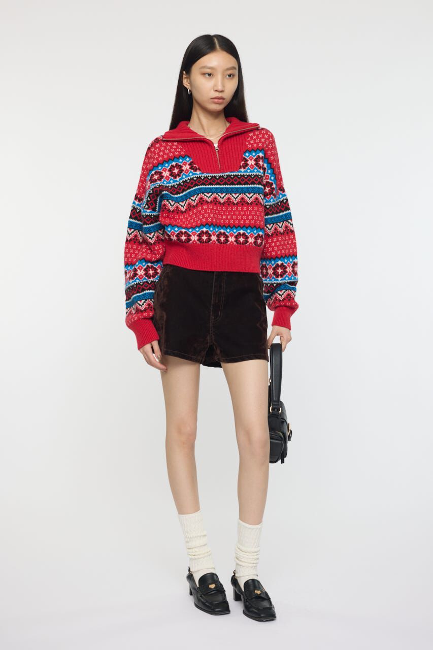 MOUSSY「HALF ZIP FAIR ISLE セーター」|ニット・セーター|