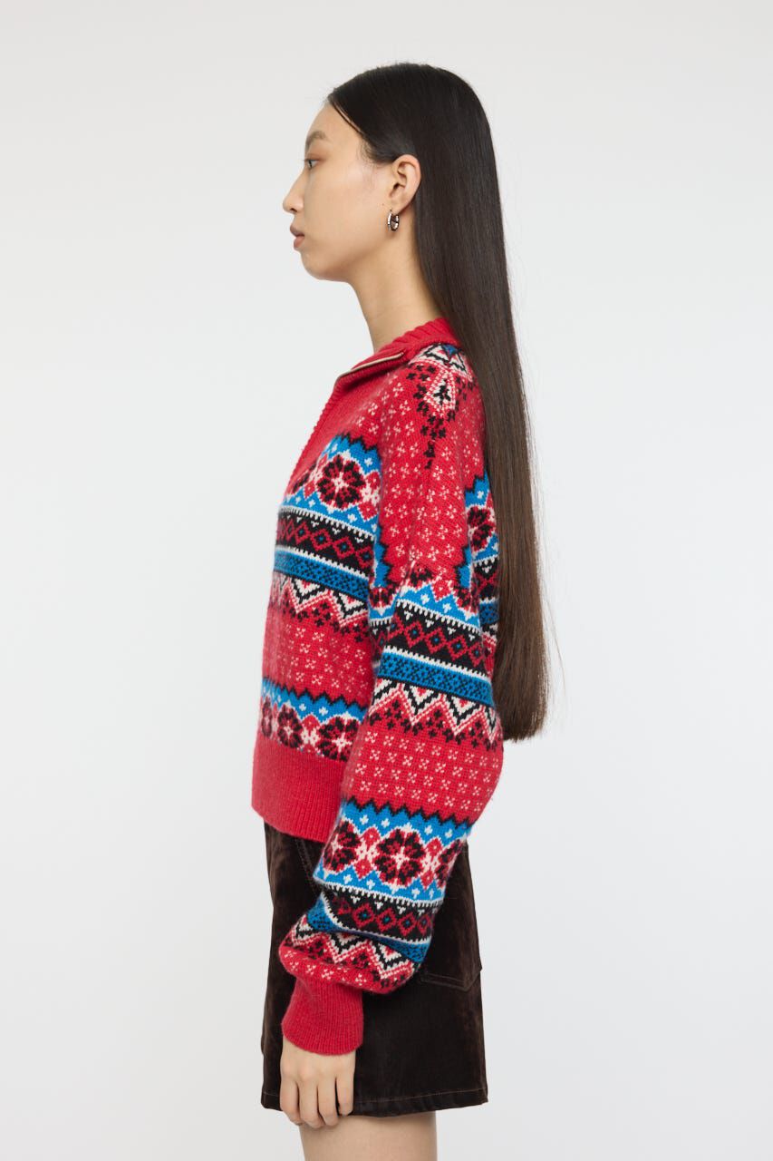 MOUSSY「HALF ZIP FAIR ISLE セーター」|ニット・セーター|