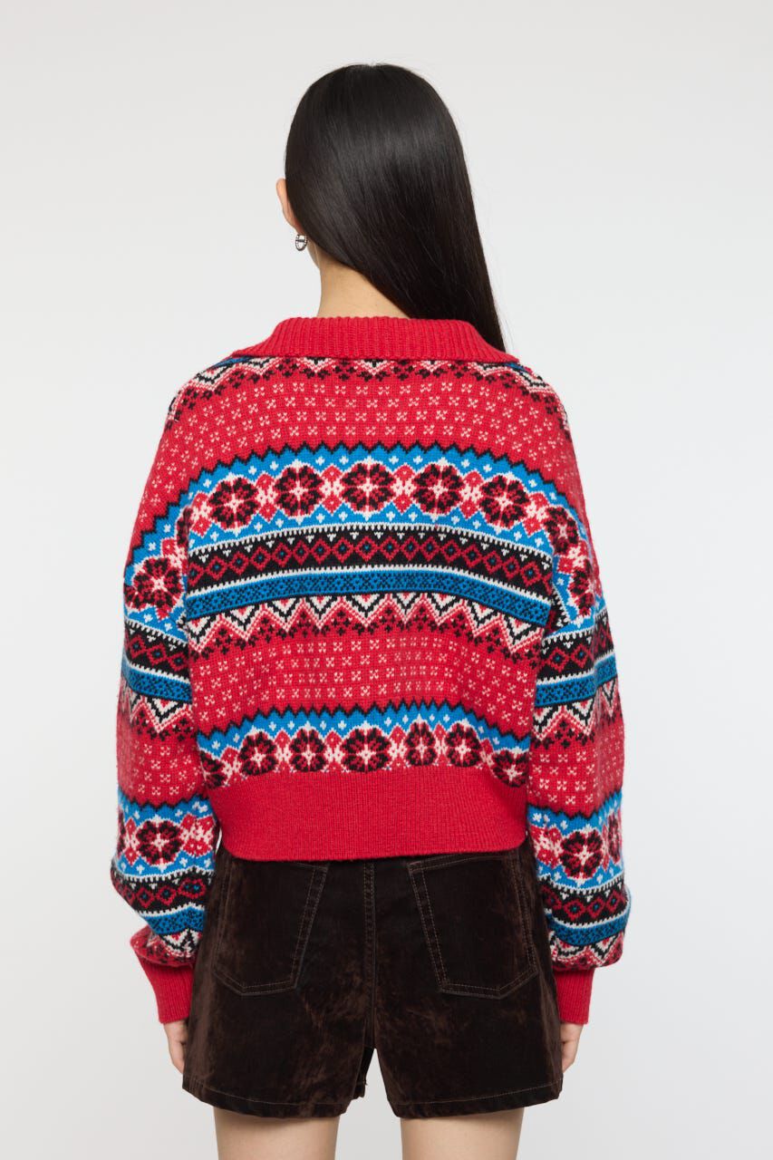 MOUSSY「HALF ZIP FAIR ISLE セーター」|ニット・セーター|