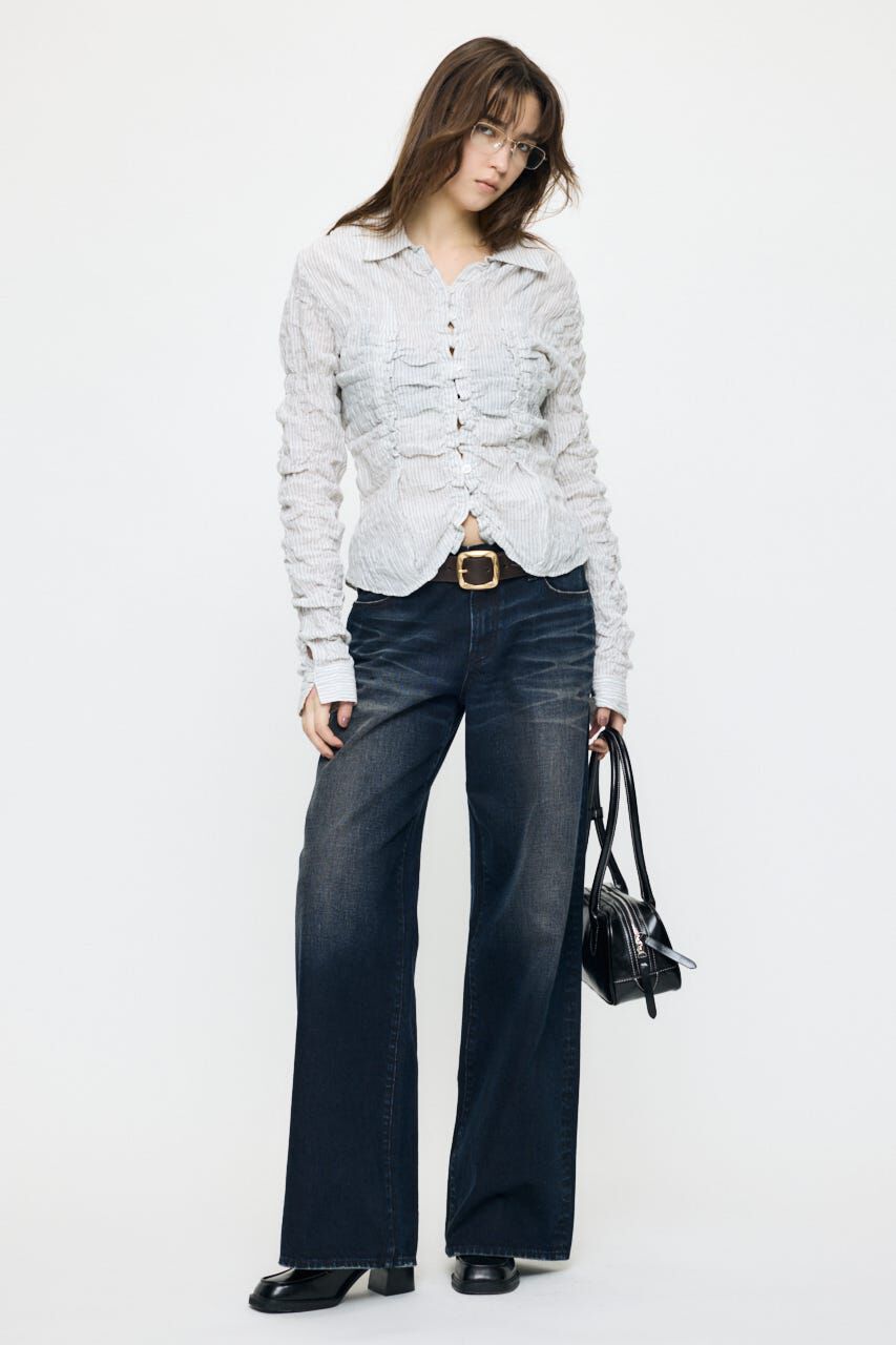 MOUSSY「BUTTON UP SHIRRING シャツ」|シャツ・ブラウス|