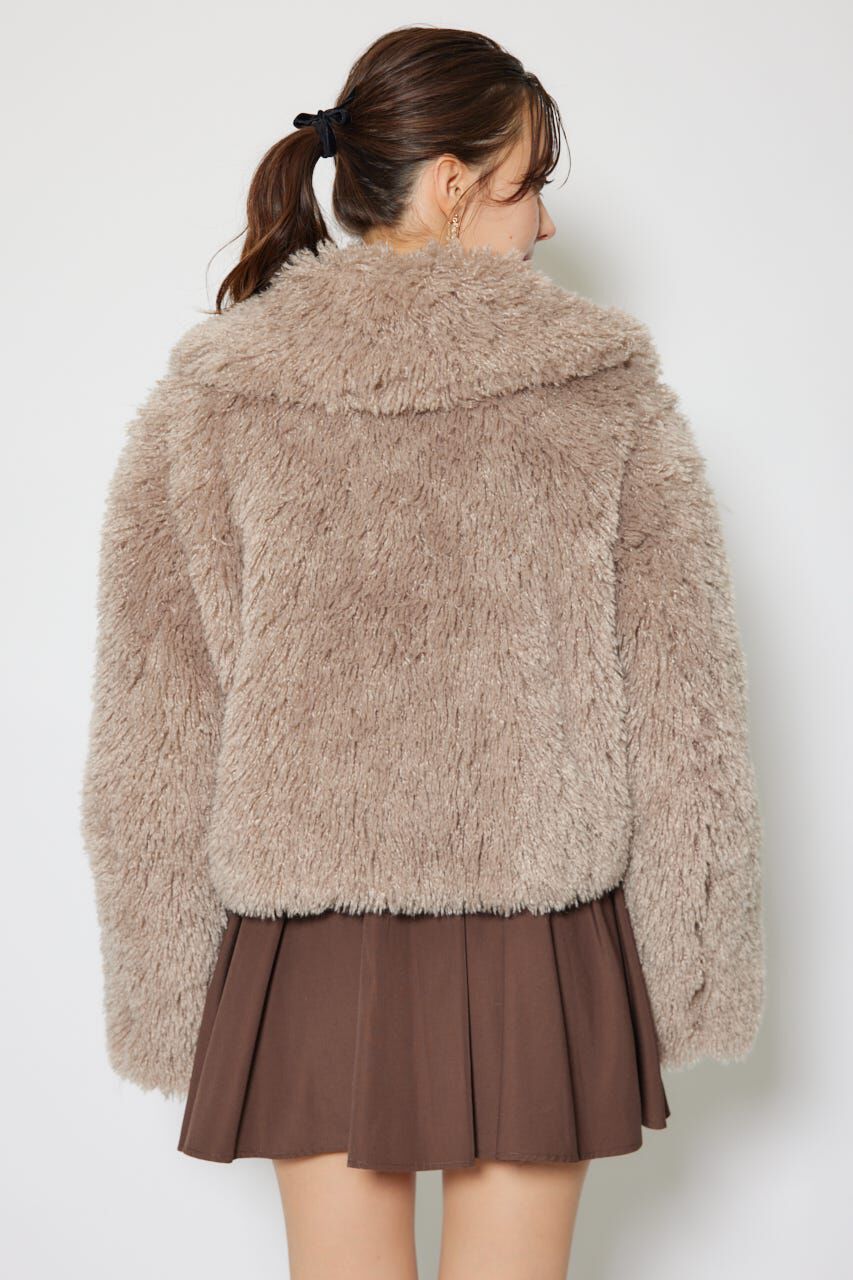 rienda「ショート丈フェイクプードルファーブルゾン」|ブルゾン・スタジャン|