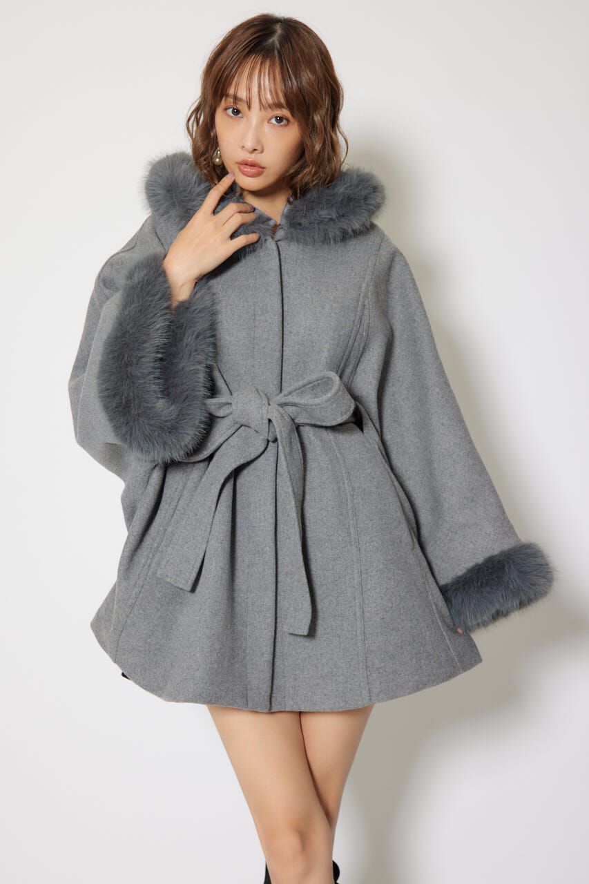 rienda「ウールMIXフードポンチョコート」|その他|