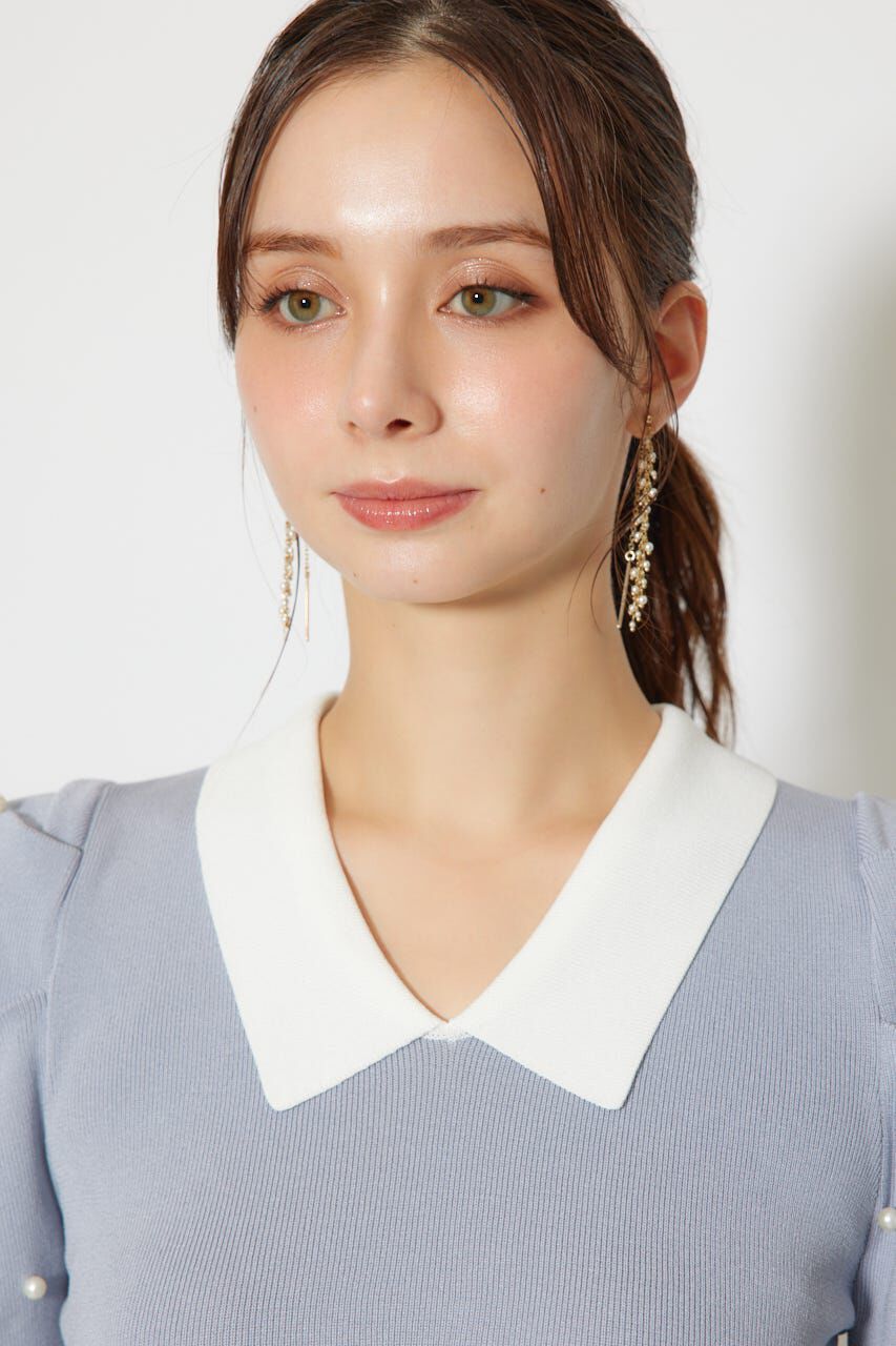 rienda「パール付きペプラムニットトップス」|ニット・セーター|