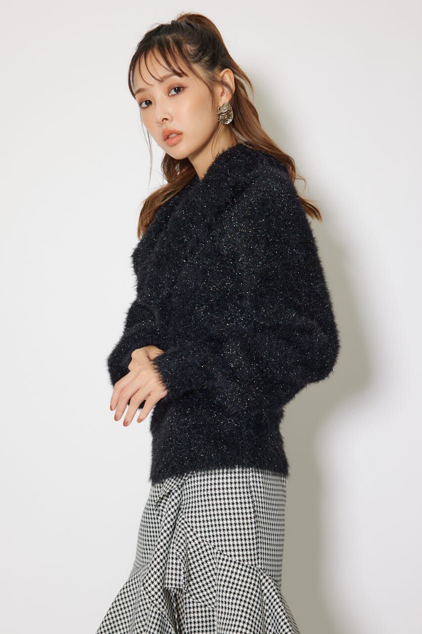 rienda「2WAYファーライクジャガードニットトップス」|ニット・セーター|