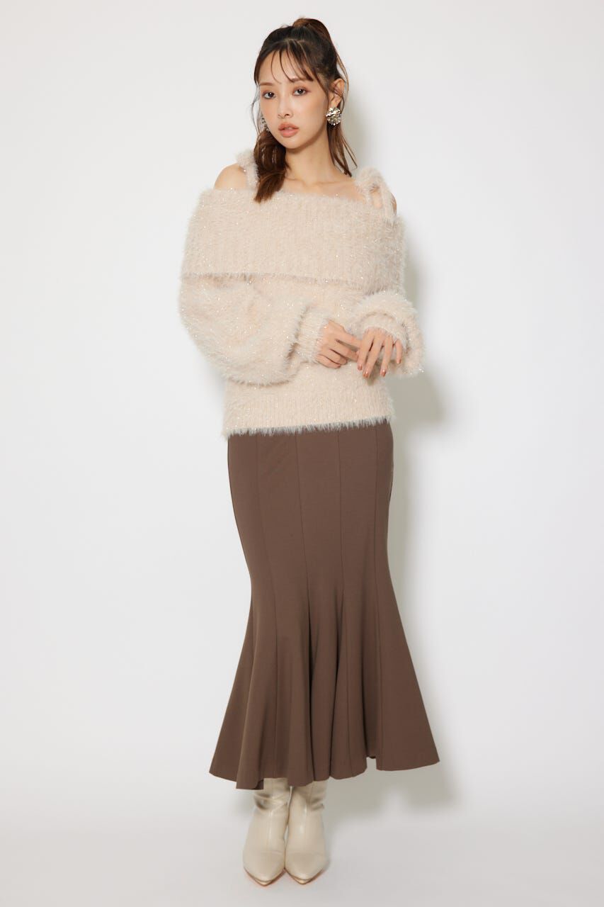 rienda「2WAYファーライクジャガードニットトップス」|ニット・セーター|