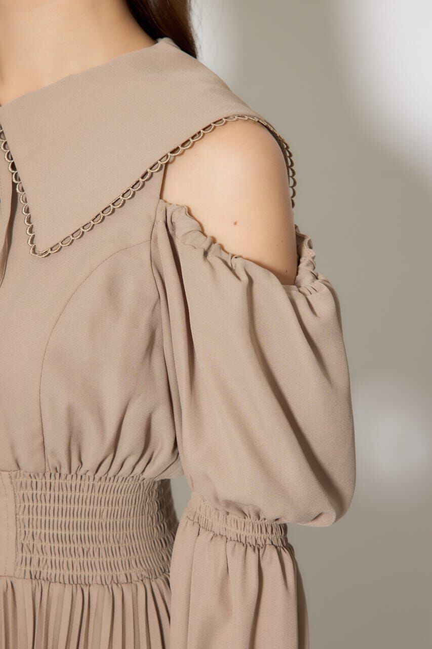 rienda「BIGカラープリーツフレアワンピース」|ワンピース|