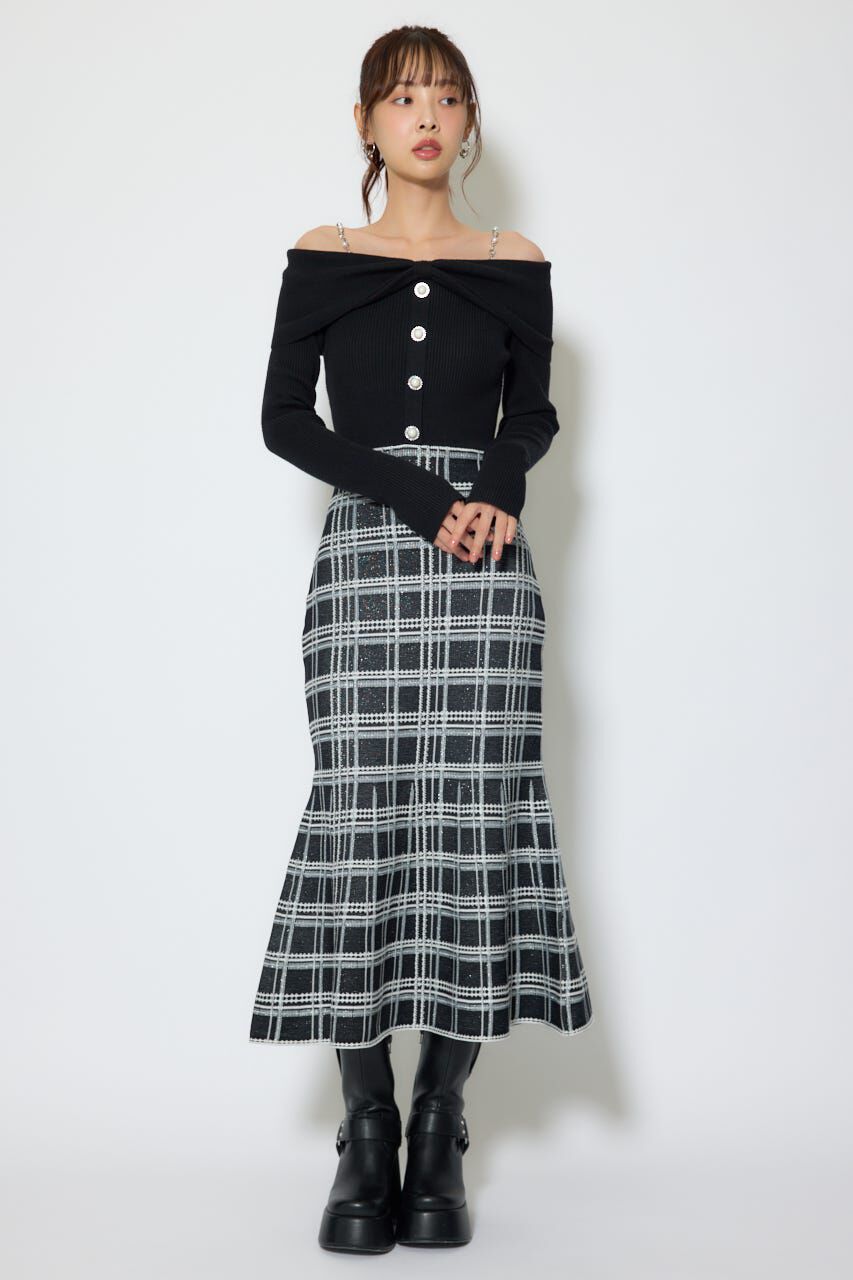 rienda「リボンデザインツイードニットワンピース」|ワンピース|