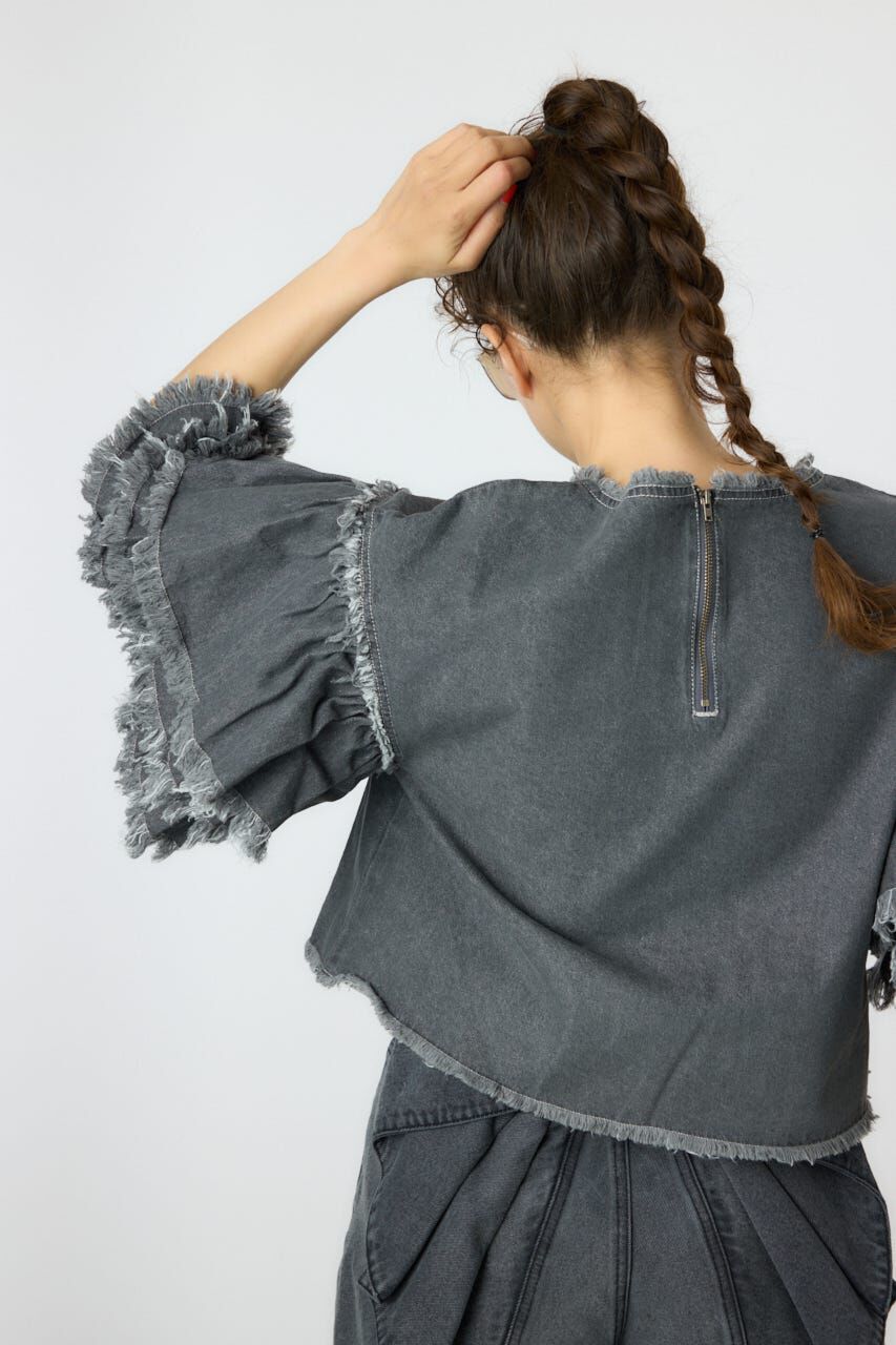 RODEO CROWNS「アームフリルデニムトップス」|Tシャツ・カットソー|