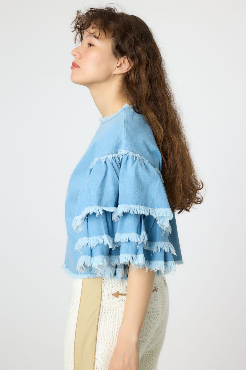 RODEO CROWNS「アームフリルデニムトップス」|Tシャツ・カットソー|