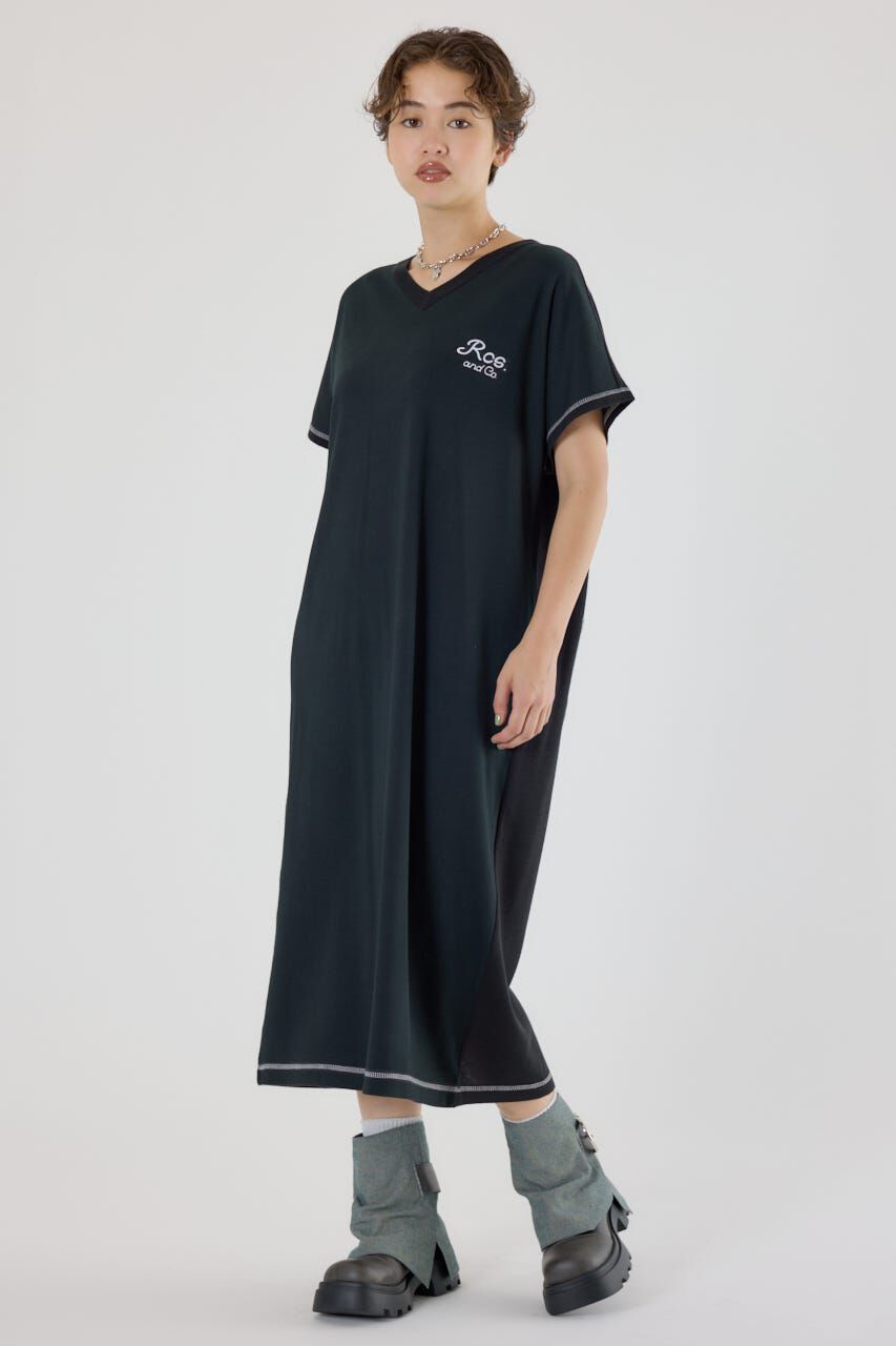 RODEO CROWNS「配色ステッチニットコンビワンピース」|ワンピース|BLK