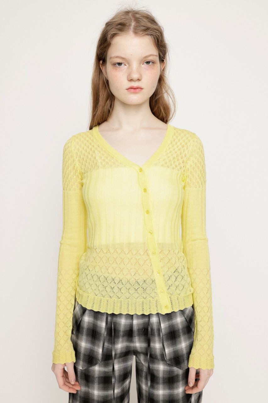 SLY「CROCHET SLANT BUTTON カーディガン」|カーディガン|