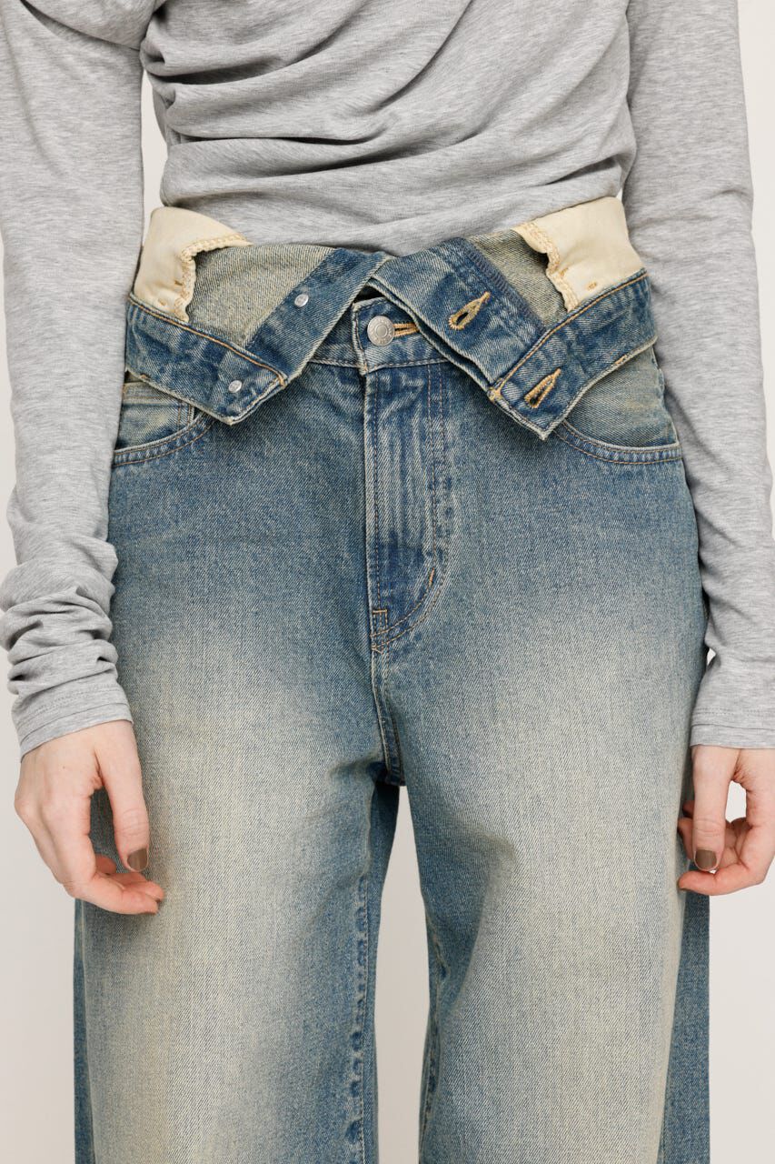 SLY「LAYERED STRAIGHT DENIM パンツ」|デニム|