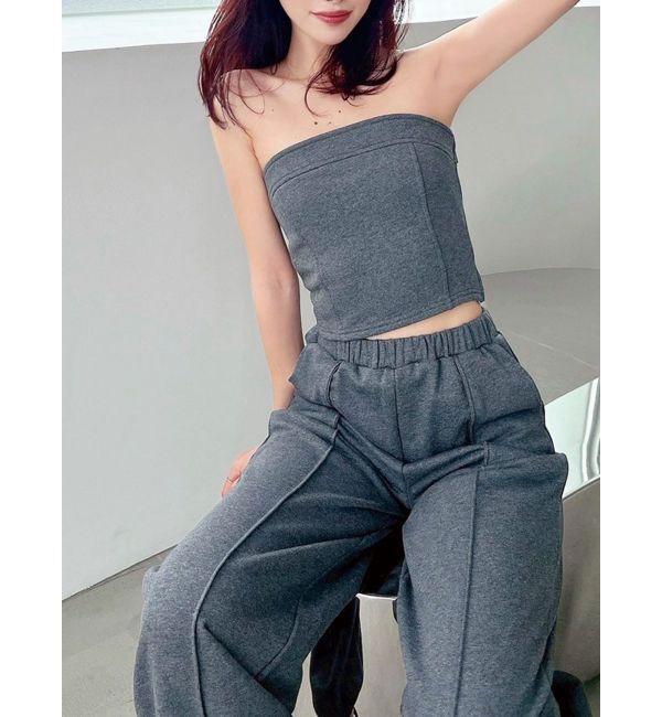 RESEXXY「スウェットベアトップス【セットアップ着用可能】」|キャミソール|チャコールグレー