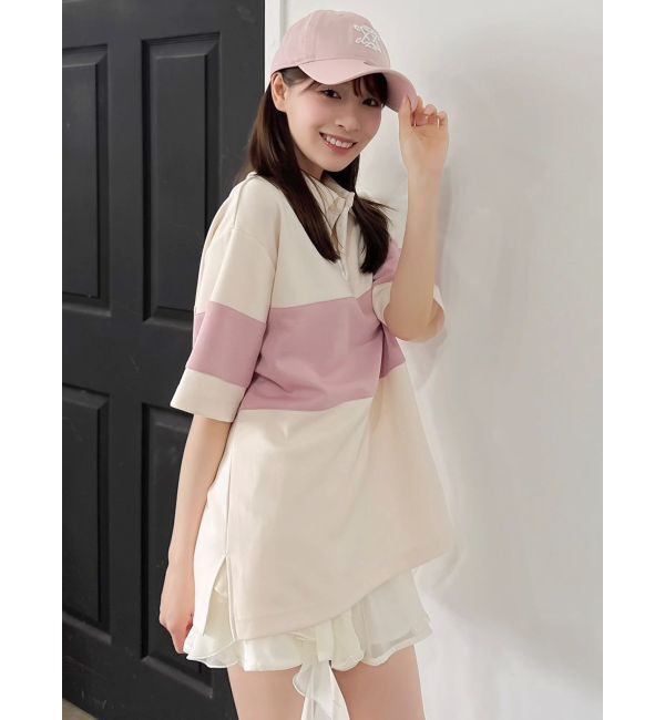 dazzlin「ラガーオーバーシャツ」|ポロシャツ|ピンク