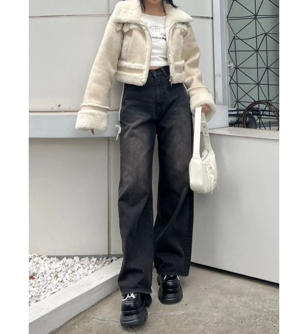 EMODA「ショートフェイクムートンブルゾン」|ブルゾン・スタジャン|