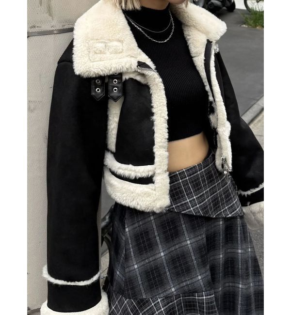 EMODA「ショートフェイクムートンブルゾン」|ブルゾン・スタジャン|