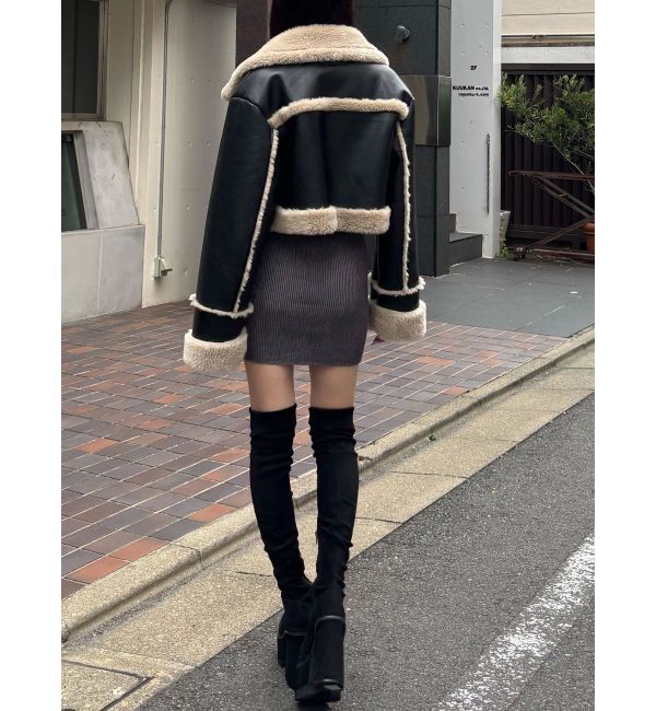 EMODA「ショートフェイクムートンブルゾン」|ブルゾン・スタジャン|