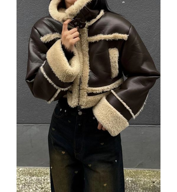 EMODA「ショートフェイクムートンブルゾン」|ブルゾン・スタジャン|