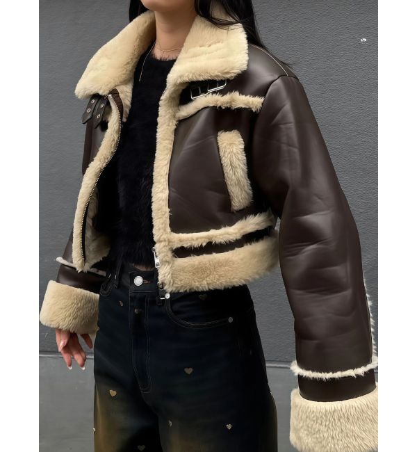 EMODA「ショートフェイクムートンブルゾン」|ブルゾン・スタジャン|