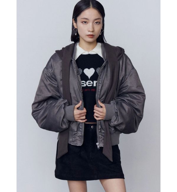 EMODA「スカーフフーディナイロンブルゾン」|ブルゾン・スタジャン|