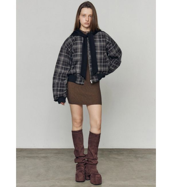 EMODA「スカーフフーディナイロンブルゾン」|ブルゾン・スタジャン|