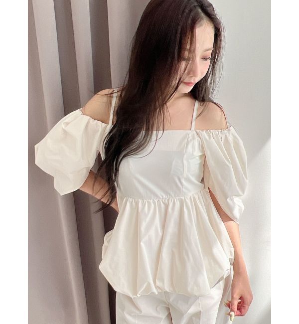 MERCURYDUO「タフタバルーンペプラムロンパース」|オールインワン|