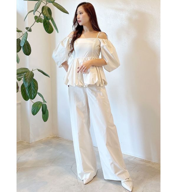 MERCURYDUO「タフタバルーンペプラムロンパース」|オールインワン|