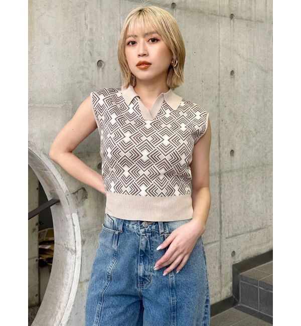 MURUA「ジオメトリックニットタンク」|タンクトップ|