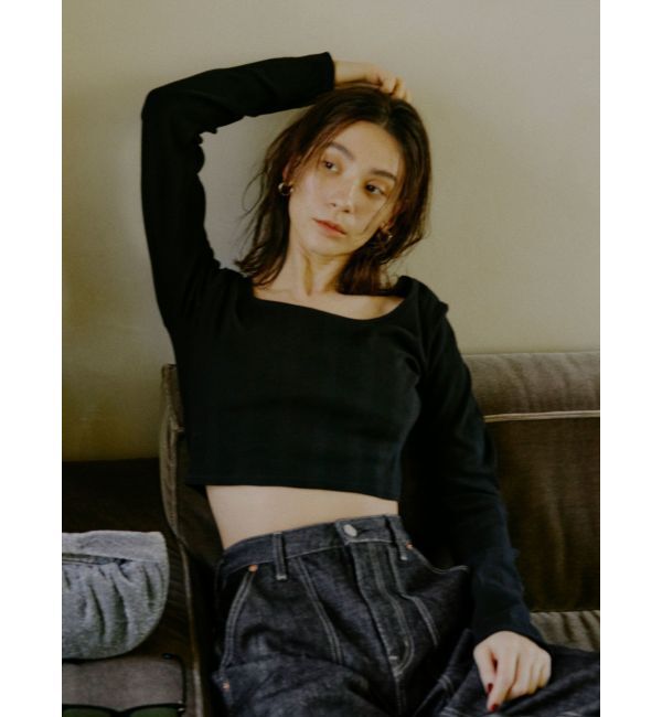 Ungrid「スクエアネックショートロングスリーブTee」|Tシャツ・カットソー|