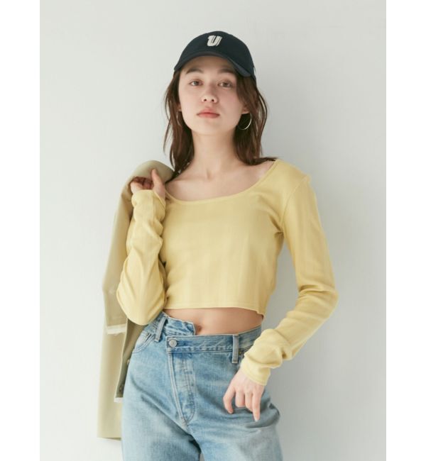 Ungrid「スクエアネックショートロングスリーブTee」|Tシャツ・カットソー|