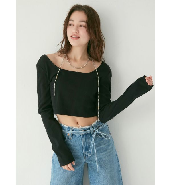 Ungrid「スクエアネックショートロングスリーブTee」|Tシャツ・カットソー|