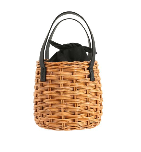 LAGUNAMOON「レザーハンドルラタンバスケット」|ハンドバッグ|