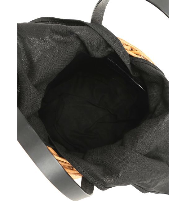 LAGUNAMOON「レザーハンドルラタンバスケット」|ハンドバッグ|