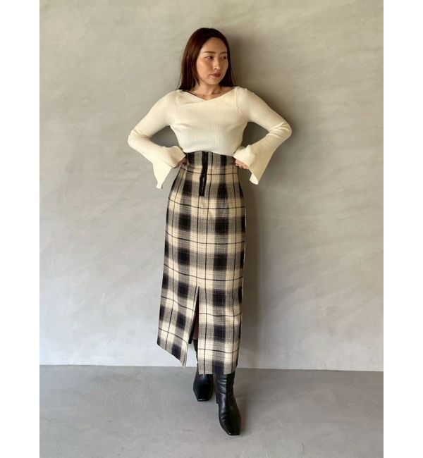LAGUNAMOON「ロービングチェックナロースカート」|スカート|