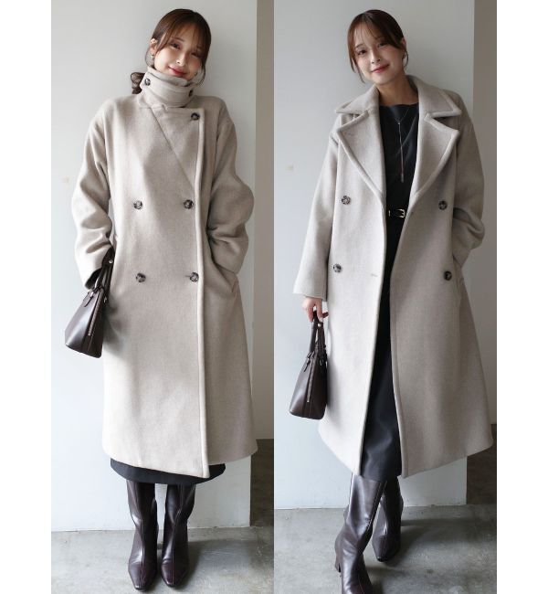 LAGUNAMOON「【REVIVAL】2WAYカラーロングコート」|ステンカラーコート|アイボリー