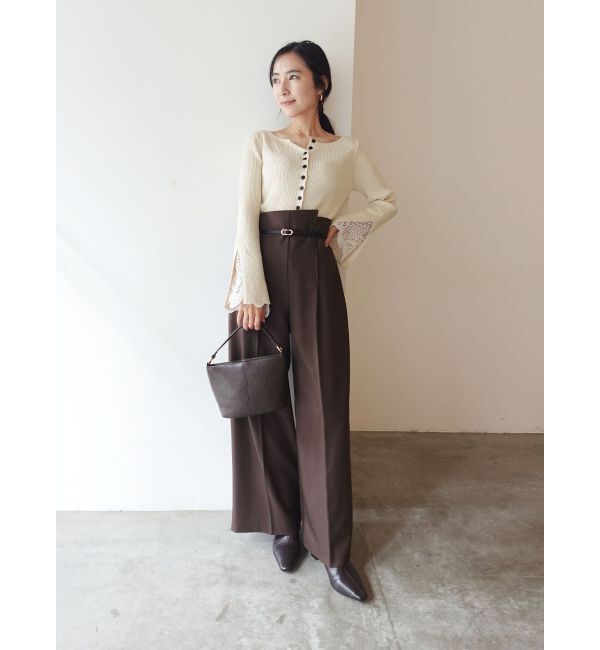 LAGUNAMOON「レーススリーブニットプルオーバー」|ニット・セーター|