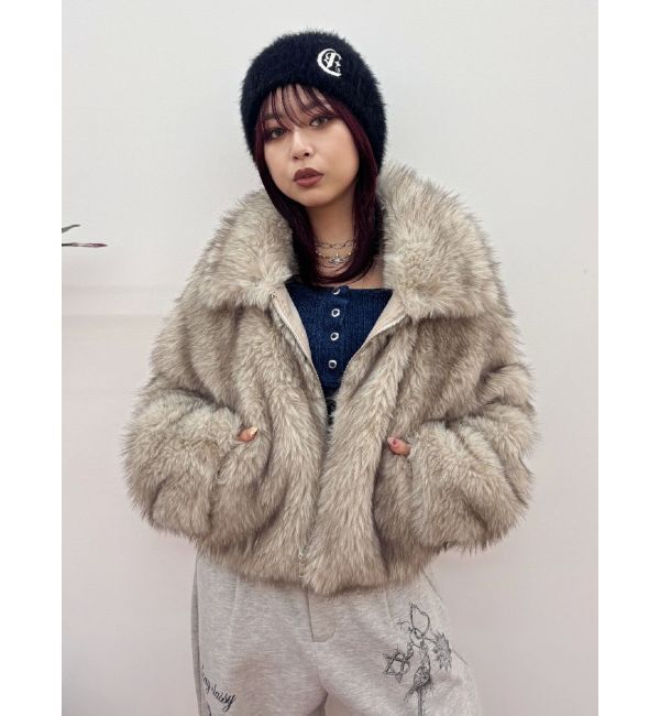 EVRIS「フェイクファーショートブルゾン」|ブルゾン・スタジャン|