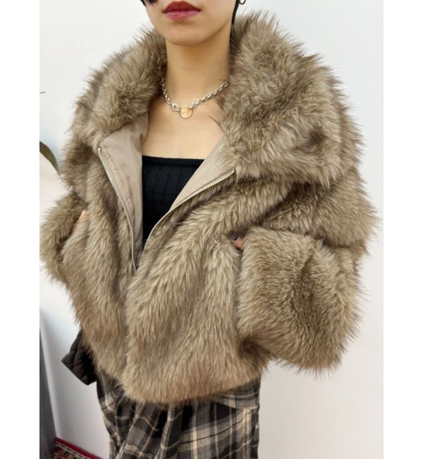 EVRIS「フェイクファーショートブルゾン」|ブルゾン・スタジャン|