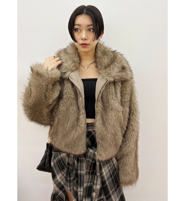 EVRIS「フェイクファーショートブルゾン」|ブルゾン・スタジャン|