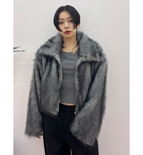 EVRIS「フェイクファーショートブルゾン」|ブルゾン・スタジャン|