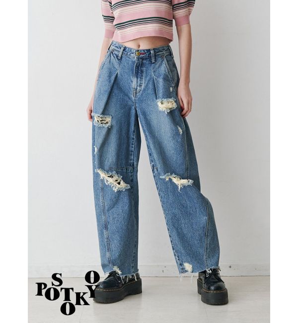 jouetie「【Something &times;PosTokyo】PANEL BALLON WIDE DENIM」|デニム|ブルー