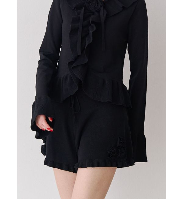 jouetie「ローズモチーフニットショーパン【セットアップ対応】」|その他|ブラック