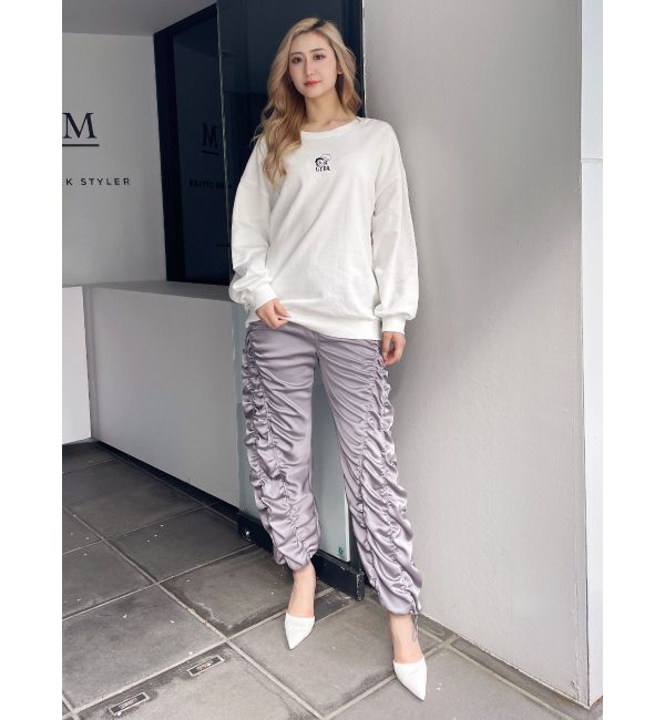 GYDA「サテンギャザーワイドパンツ」|その他|